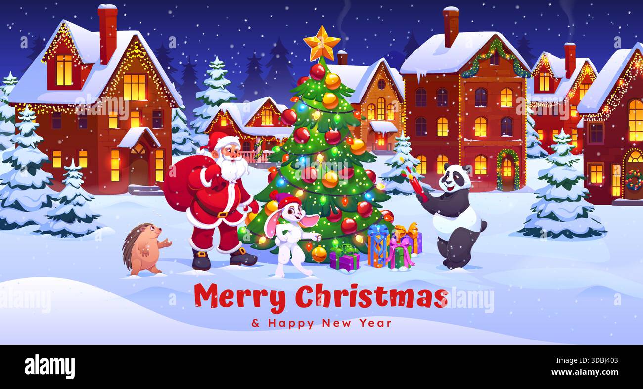 Frohe Weihnachtsgrußkarte mit Zeichen Stock Vektor