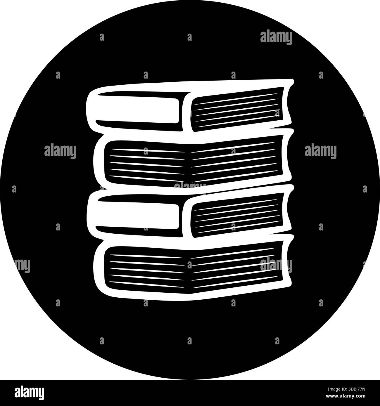 Kreissymbol für gestapelte Bücher – minimalistisches Bildungssymbol für Bibliotheken, Lernen und akademische UI-Gestaltung Stock Vektor