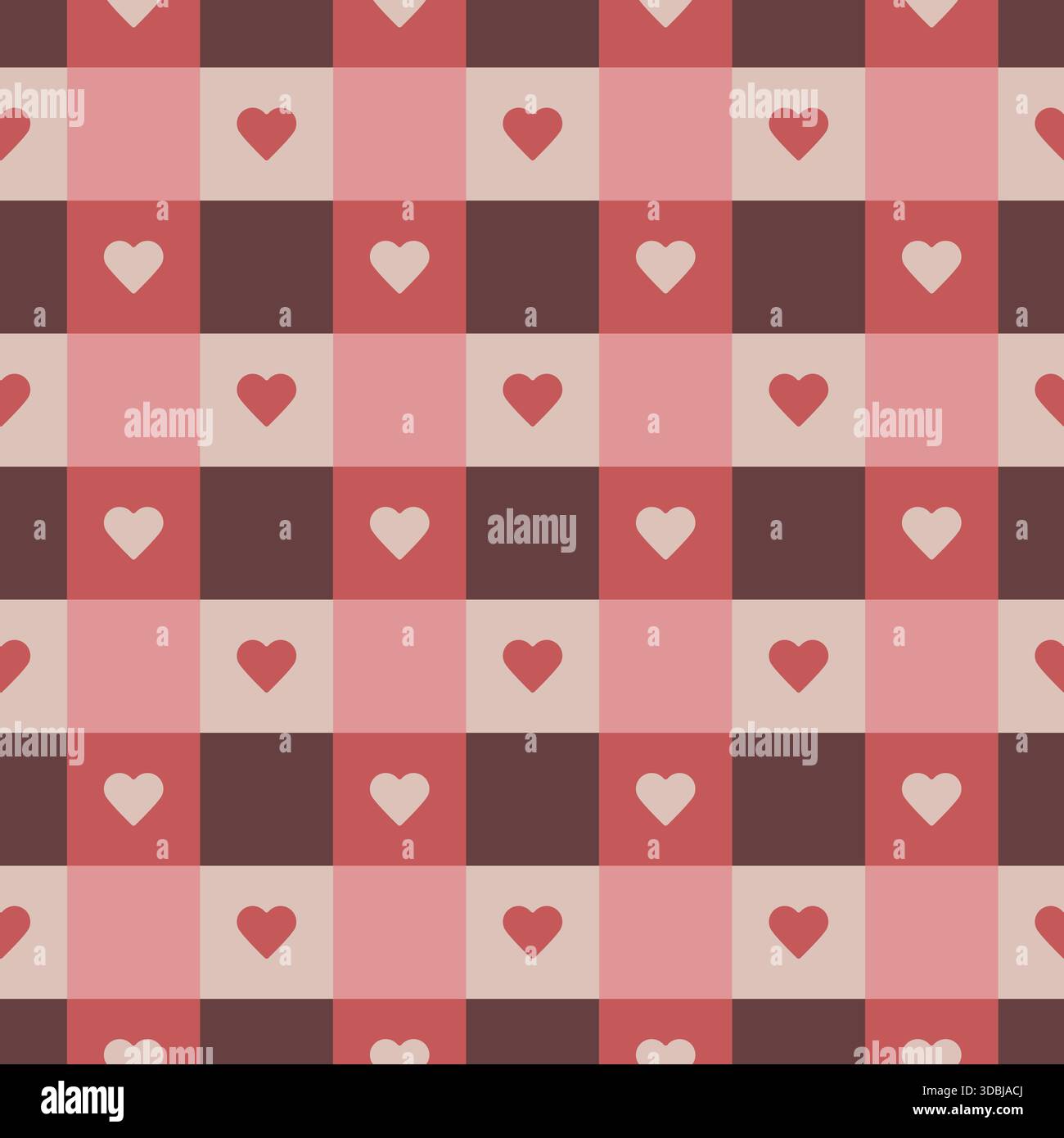 Gemütliches Gingham Hearts Karomuster Stock Vektor