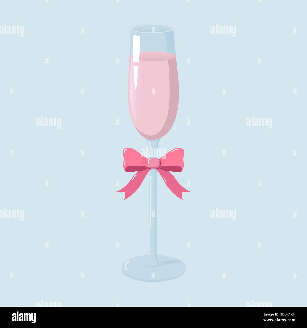 Pinkfarbenes Champagnerglas mit Schleifenillustration Stock Vektor