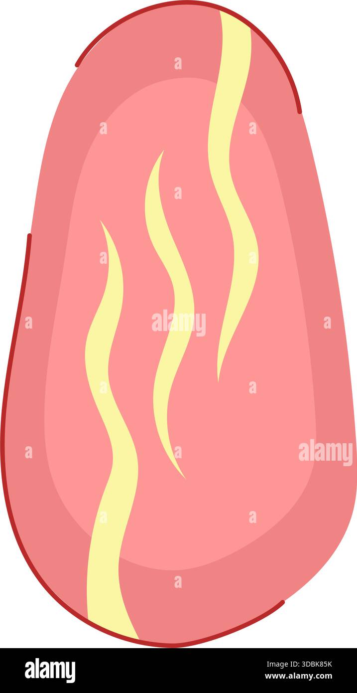 Dekorativer rosafarbener Kunstnagel mit gewelltem Streifendesign Stock Vektor