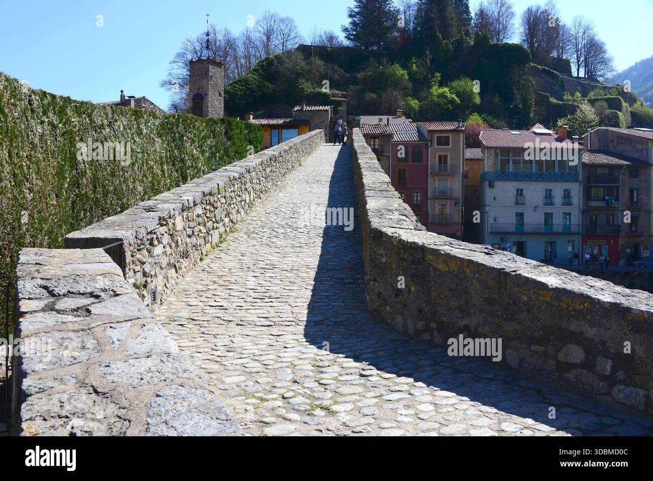 Camprodon, Pont Nou (12.-17. Jahrhundert). Ripollès, Girona, Katalonien, Spanien. Stockfoto