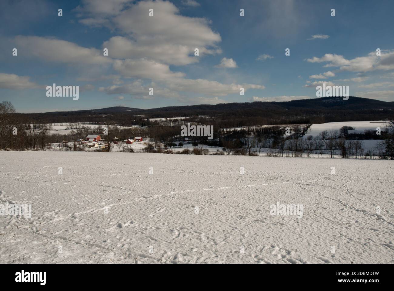 Schneefeld in Zentral-Pennsylvania Stockfoto