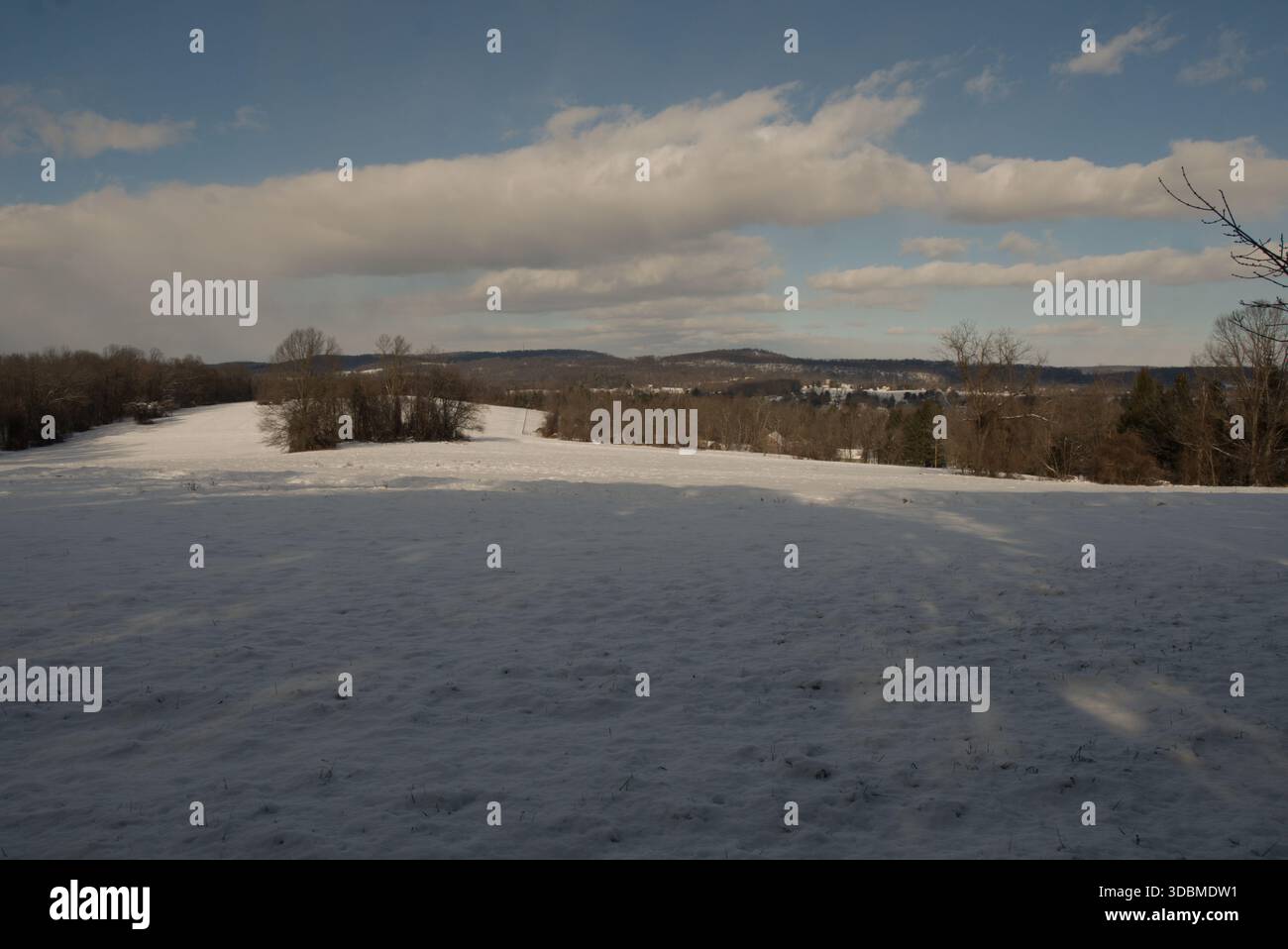 Verschneite Felder im Zentrum von Pennsylvania Stockfoto