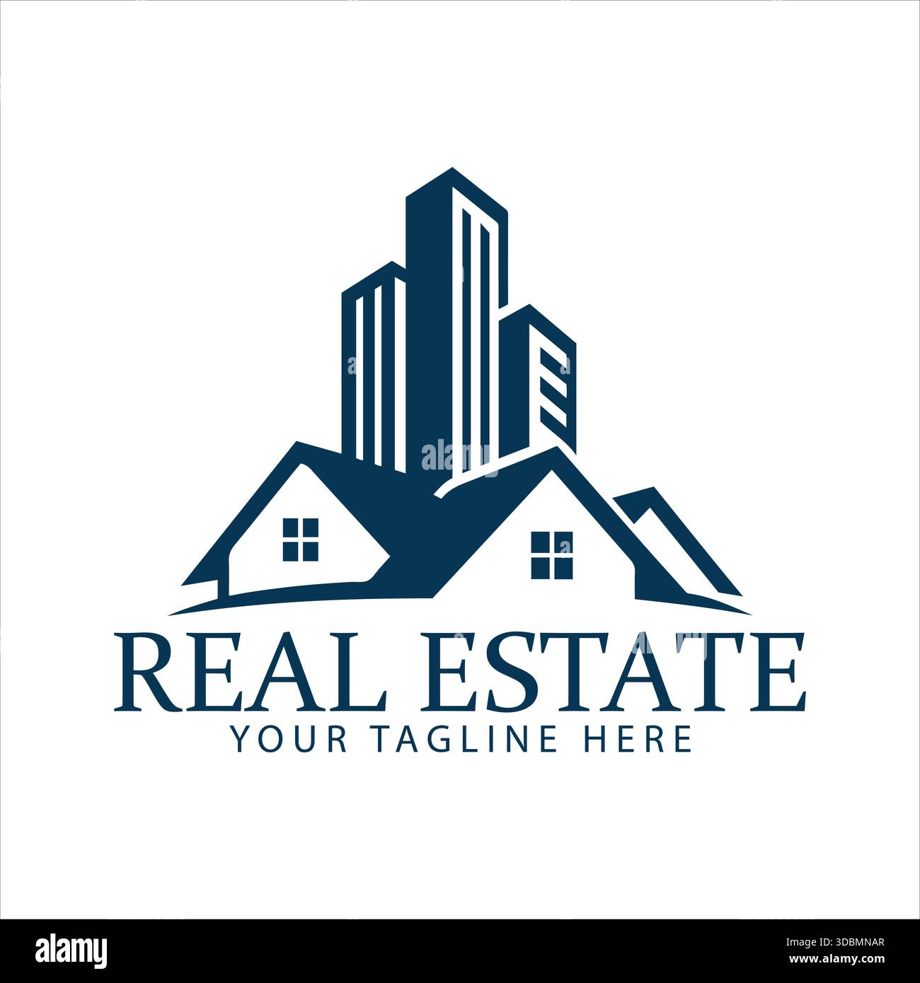 Modern Real Estate Logo Vector City Skyline Häuser Stock Vektor