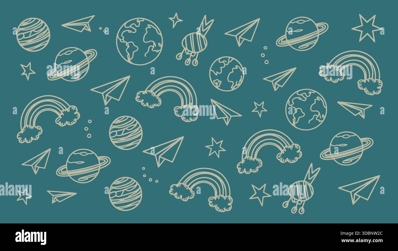 Skurrile Illustration von Raum und Erde Stock Vektor