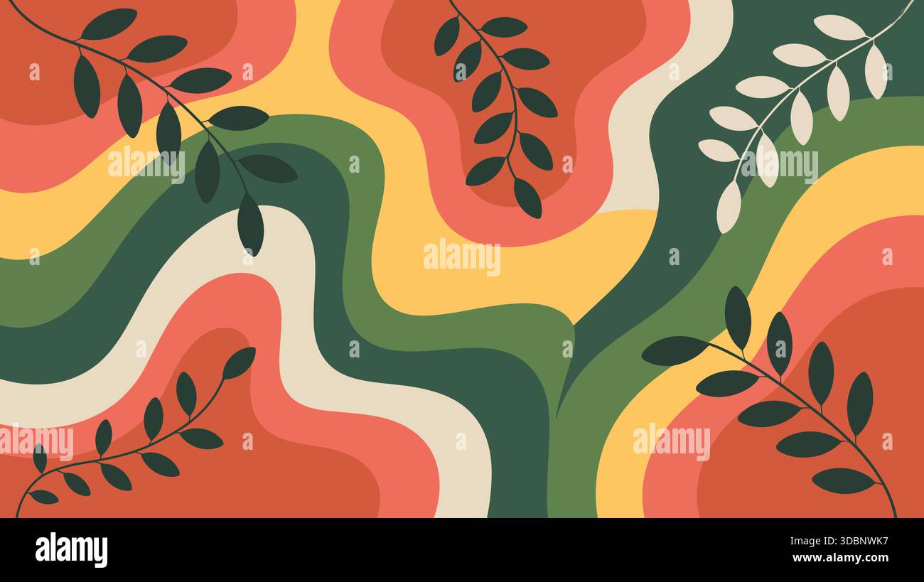 Abstraktes Blumenmuster mit Blättern Stock Vektor