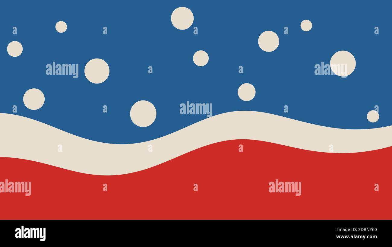 Schneeflocken fallen über wellige Landschaft Stock Vektor