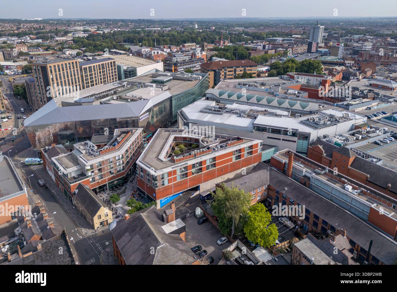 Blick aus der Vogelperspektive auf das Einkaufszentrum Highcross Leicester, Leicester, Großbritannien. Stockfoto