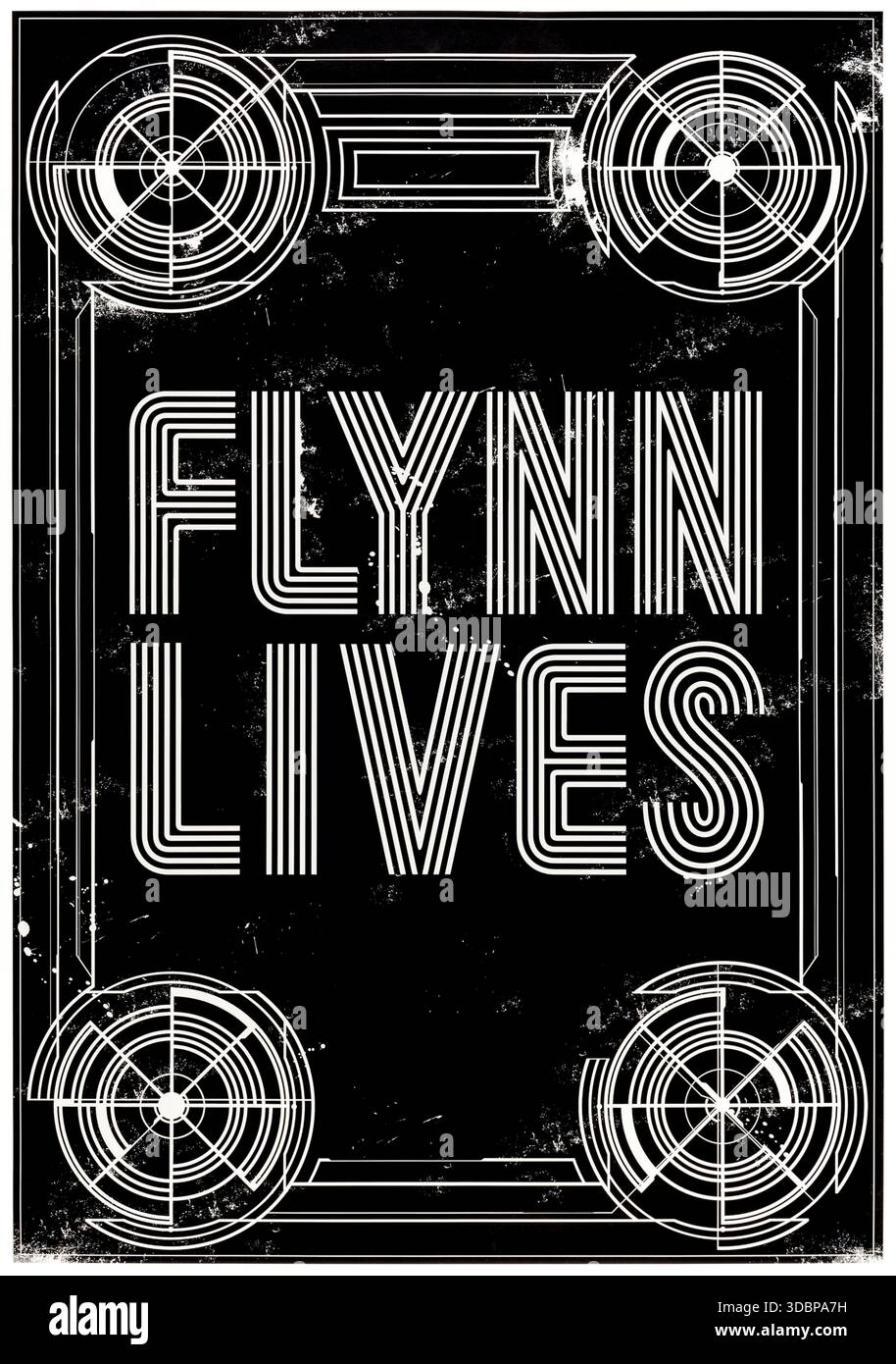 TRON: Legacy (2010) von Joseph Kosinski mit Jeff Bridges, Garrett Hedlund und Olivia Wilde. Der Sohn des vermissten Software-Visionärs Kevin Flynn wird ins digitale Grid gezogen, wo er tödliche Spiele überleben und ein tyrannisches Programm daran hindern muss, in die reale Welt zu entkommen. Foto eines Originalposters der Kampagne „Flynn Lives“ aus dem Jahr 2010 in den USA, NUR ZUR REDAKTIONELLEN VERWENDUNG. Quelle: BFA / Walt Disney Pictures Stockfoto