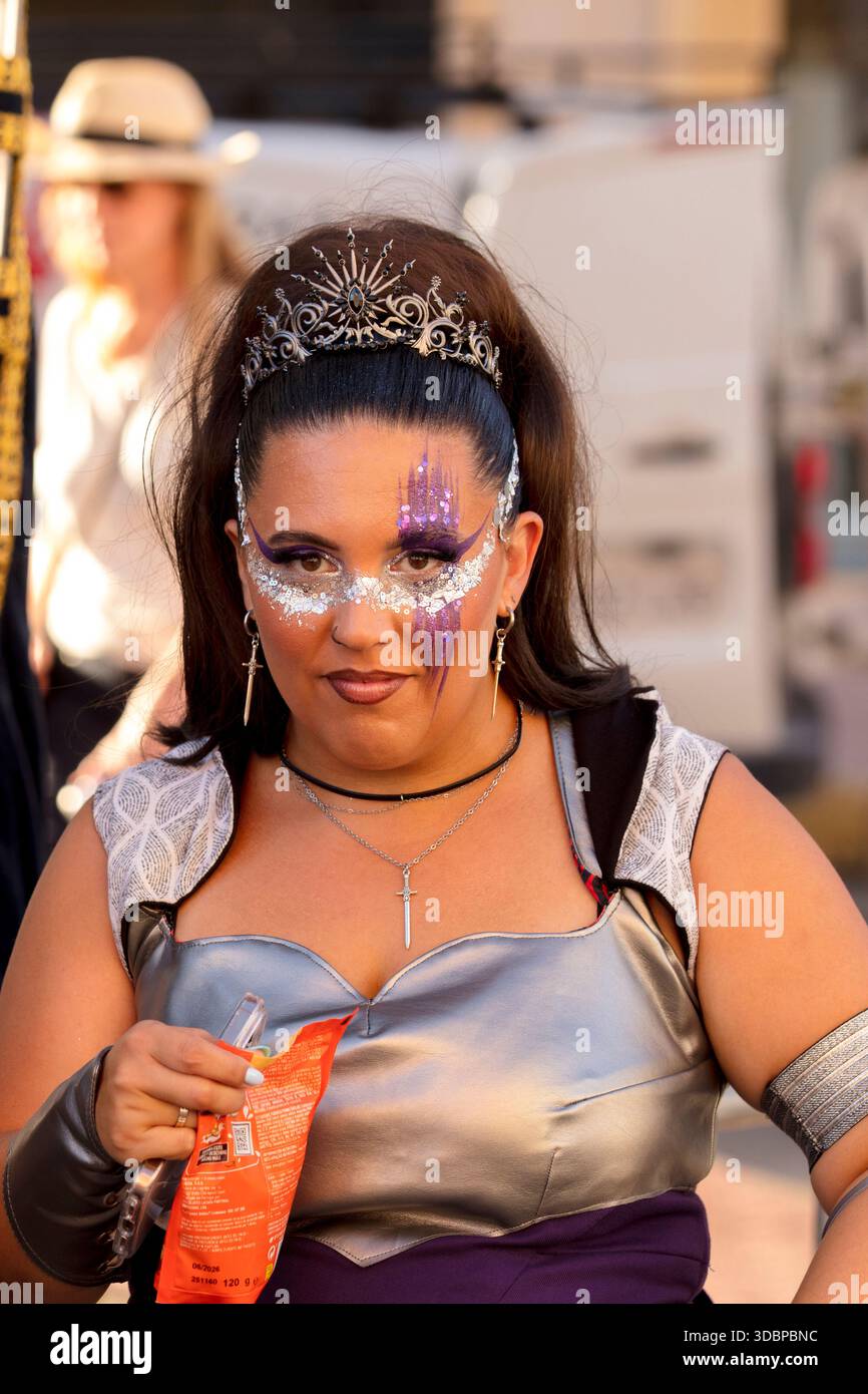 Entrada Cristiana, gran Desfile, Portrait, Moros y Cristianos, Guardamar del Segura, Vega Baja, Costa Blanca, Alicante, Spanien, Stockfoto