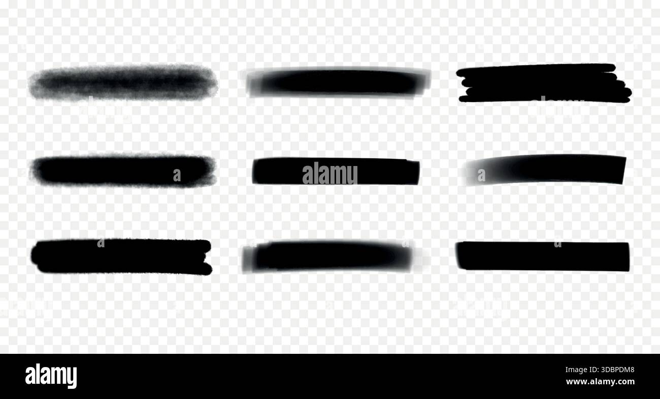 Schwarze dicke Markierungsstriche. Satz handgezeichneter Farblinien. Grunge-Style Stock Vektor