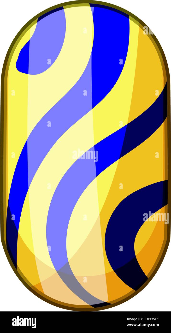 Künstlicher Nagel mit abstraktem gelbblauem Muster Stock Vektor