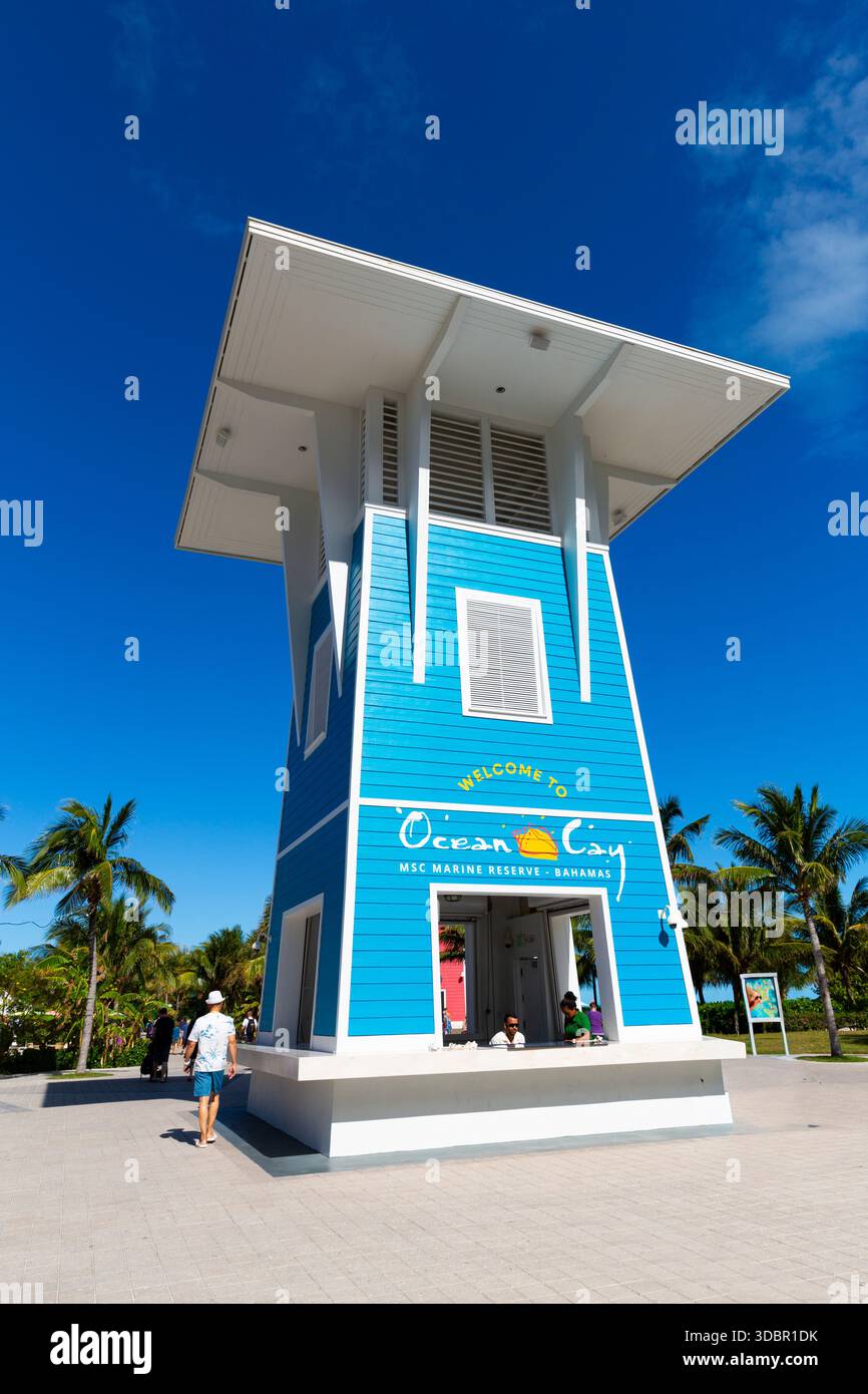 Touristenzentrum, private Insel Ocean Cay der Kreuzfahrtlinie MSC Cruises, Ocean Cay, Bahamas, Atlantik, Mittelamerika, Amerika Stockfoto