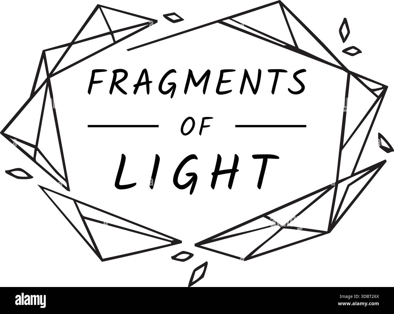 Geometrische Kristallsplitter umgeben den fetten Titeltext und schaffen so ein leuchtendes, energisches Schlagzeilenfeld. Stock Vektor