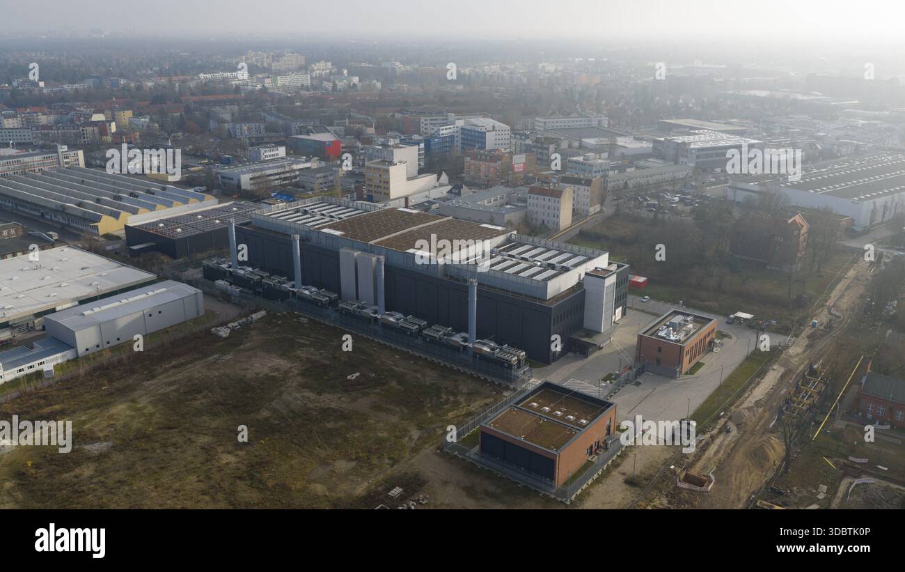 Berlin Data Center High Performance Computing Aerial. Stockfoto