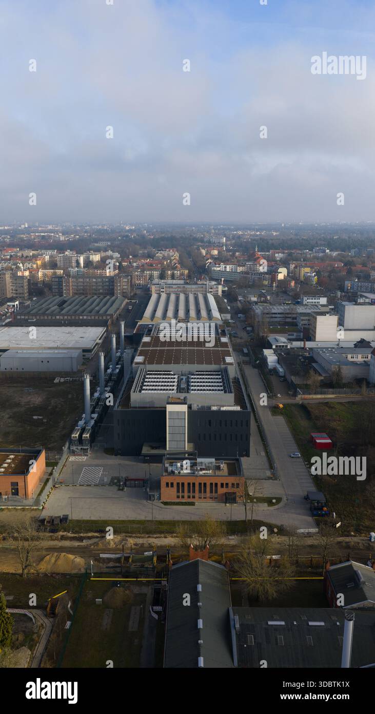 Berlin Data Center High Performance Computing Aerial. Stockfoto