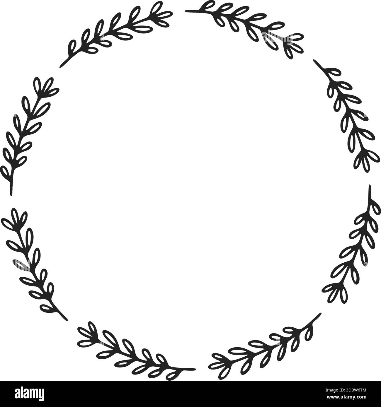 Blumenkranz Rahmen Rahmen Hand gezeichnet Illustration Stock Vektor