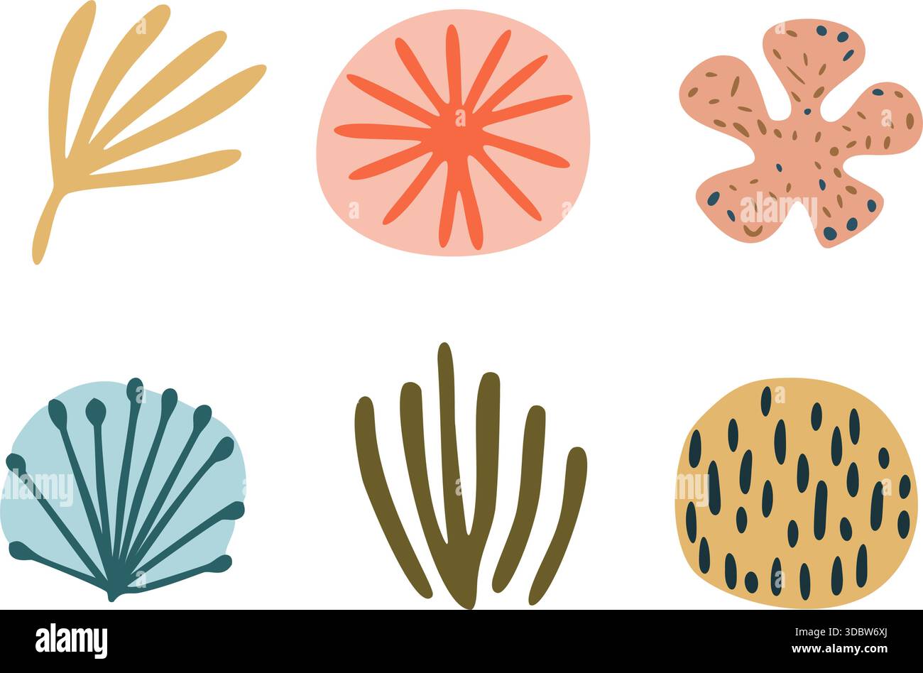 Abstraktes Küsten-Natur-Elemente-Vektorset Stock Vektor