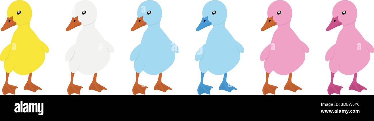 Cartoon Entlein Feder flaches Design Vektor Illustration Set Stock Vektor