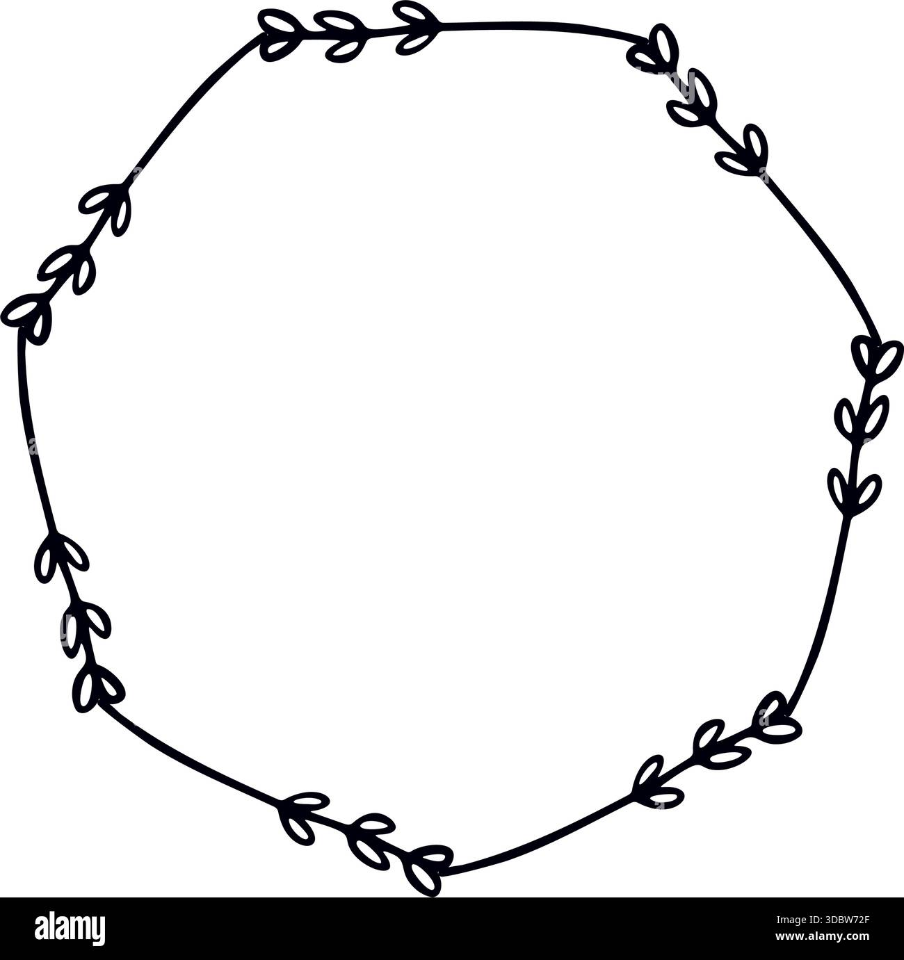 Blumenkranz Rahmen Rahmen Hand gezeichnet Illustration Stock Vektor