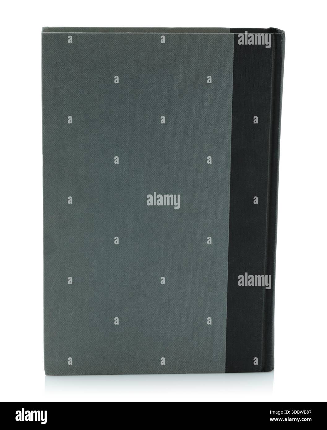 Einfaches graues Buch, isoliert auf transparentem Hintergrund, Rückansicht. Minimalistisches Modell und Vorlage für Design-, Branding- oder Präsentationsprojekte Stockfoto