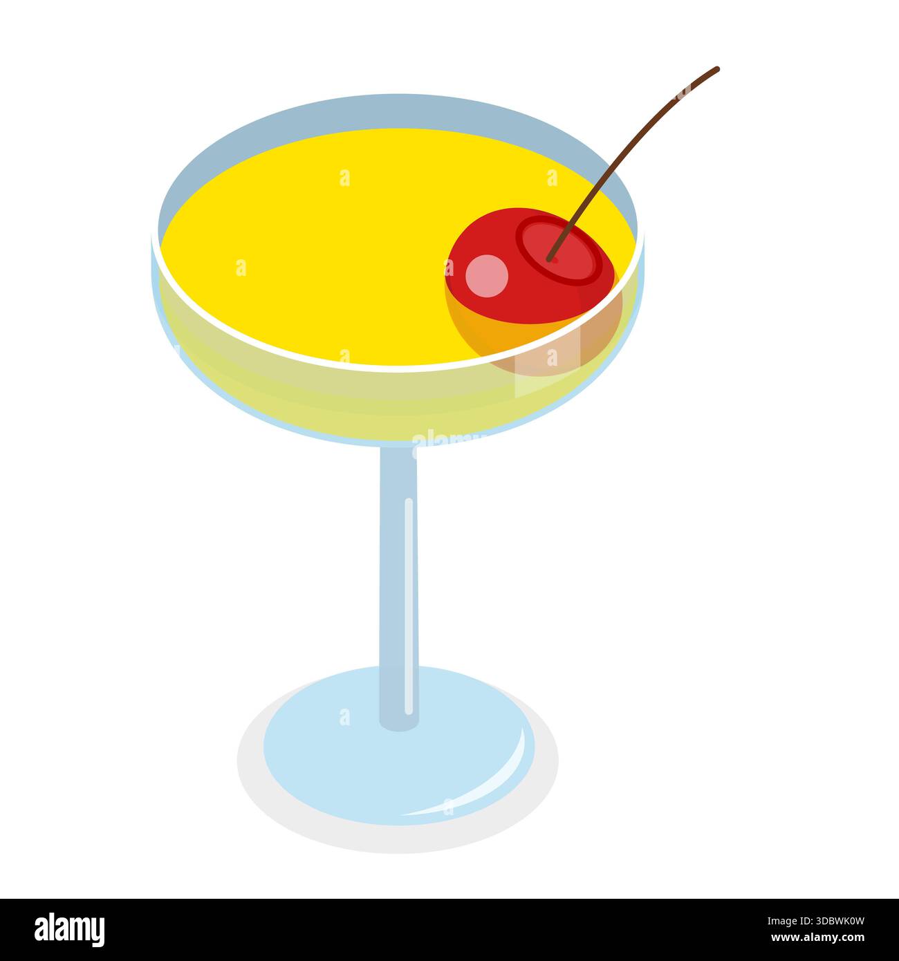 3D Isometrisches flaches Set von Cocktails, Getränken in verschiedenen Gläsern. Punkt 4 Stockfoto