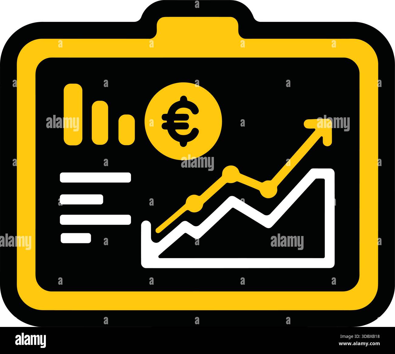 Abbildung des Finanzwachstums mit Euro-Symbol und Diagramm in der Zwischenablage Stock Vektor