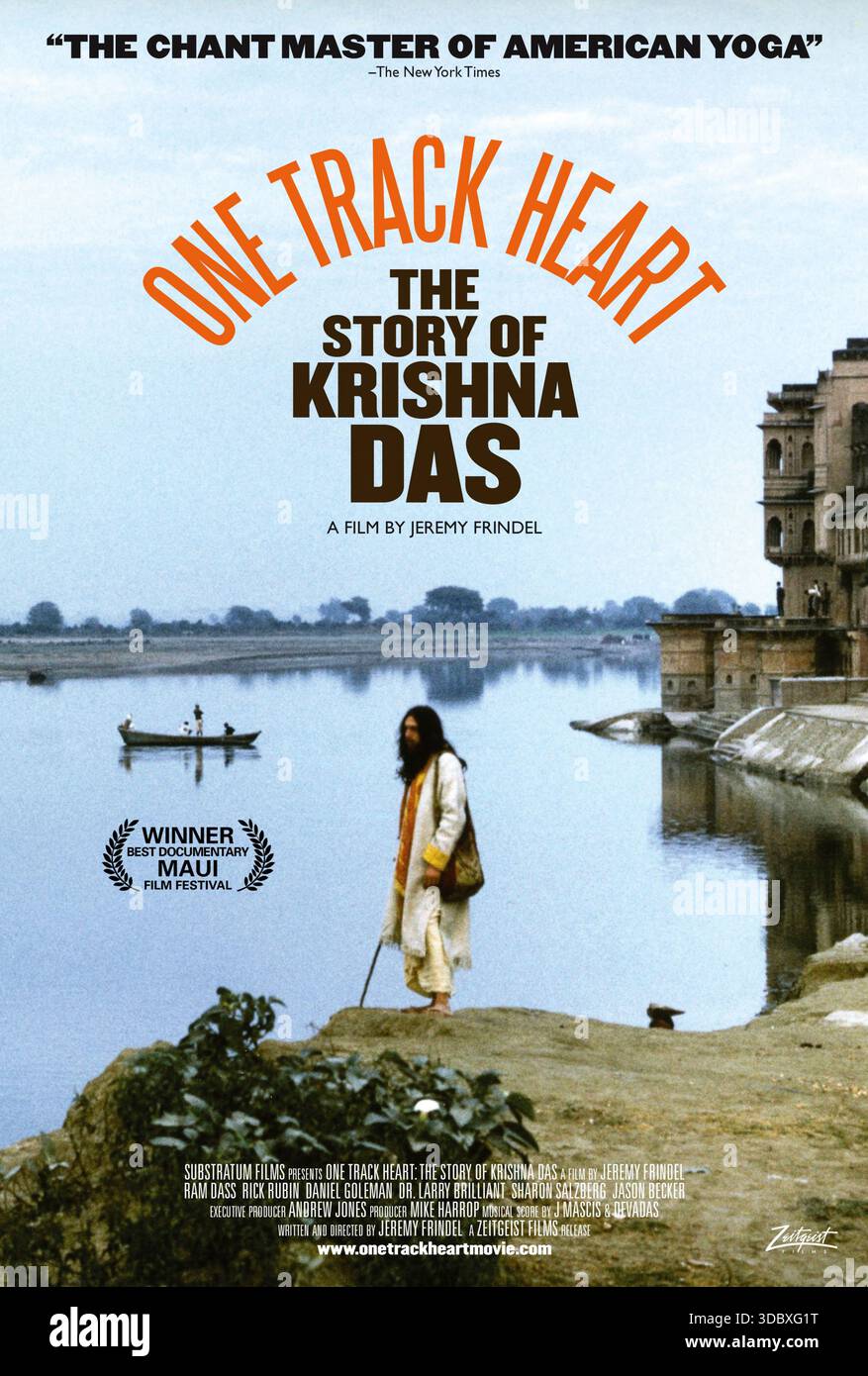 One Track Heart: The Story of Krishna das (2012) von Jeremy Frindel mit Krishna das, RAM das und Rick Rubin. Ein Dokumentarfilm zeigt, wie der New Yorker Jeffrey Kagel Kirtan-Sänger Krishna das wurde und östliche Spiritualität mit westlicher Musik verbindet. US-Poster NUR FÜR REDAKTIONELLE ZWECKE. Quelle: BFA / Zeitgeist Films Stockfoto