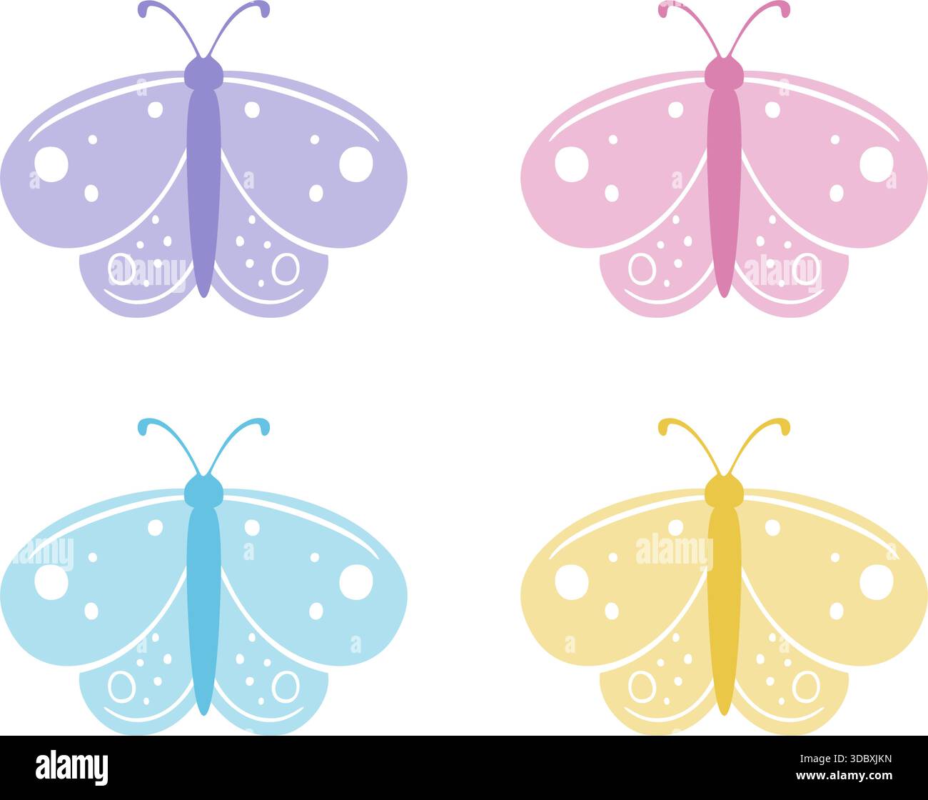 Set von niedlichen Pastellmotten Schmetterlingsvektoren Stock Vektor