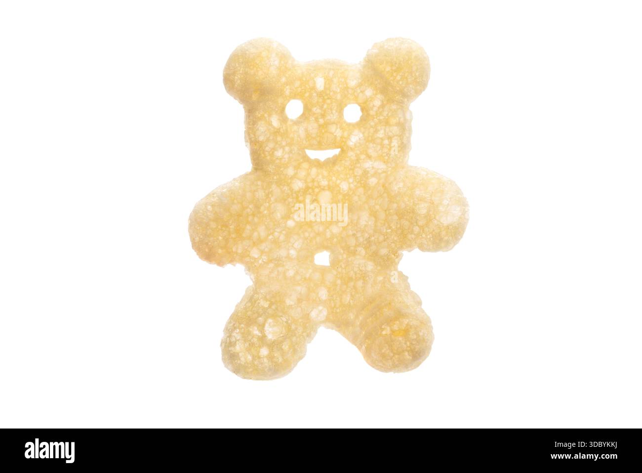 Teddybär Kartoffelchips isoliert auf weißem Hintergrund Stockfoto