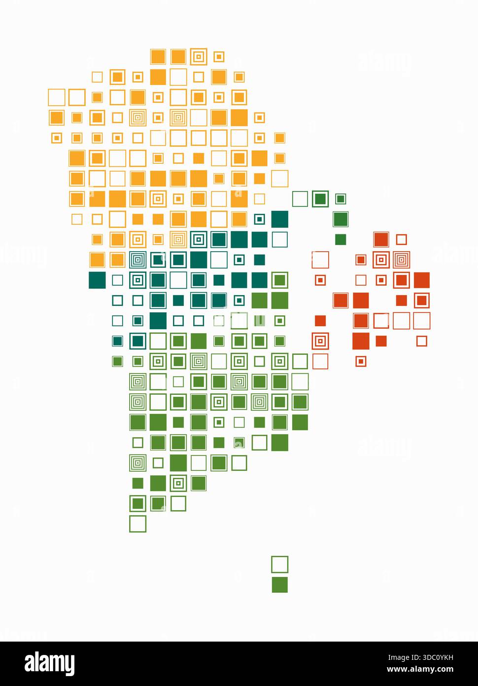 Rhode Island, Form des staatlichen Gebäudes aus farbigen Zellen. Digitale Karte von Rhode Island auf weißem Hintergrund. Große quadratische Blöcke. Wunderschön Stock Vektor