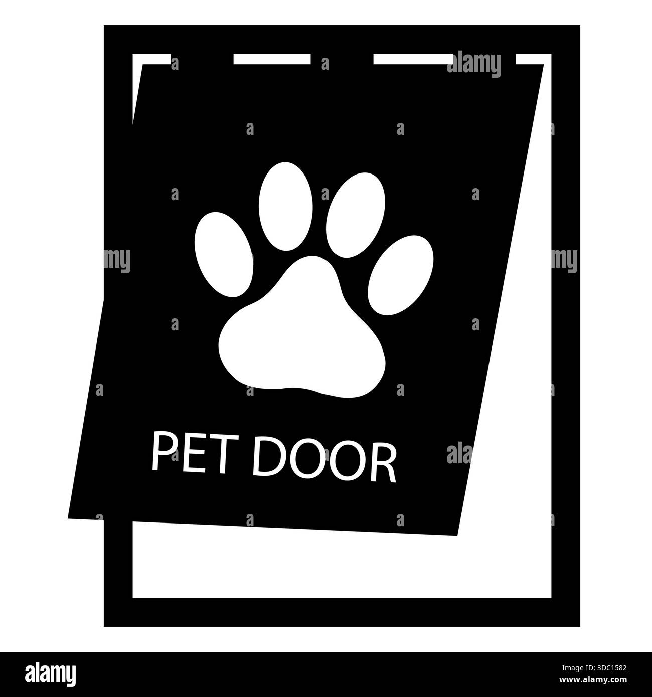PET-Türsymbol. PET-Klappenschild. PET-Tür-Home-Symbol. Flacher STYLE. Stockfoto