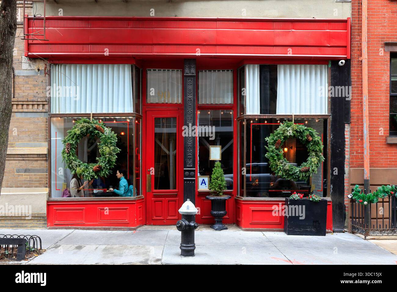 Little Owl, 90 Bedford St, New York, NYC, Ladenfront eines Restaurants in Manhattan's West Village. Stockfoto