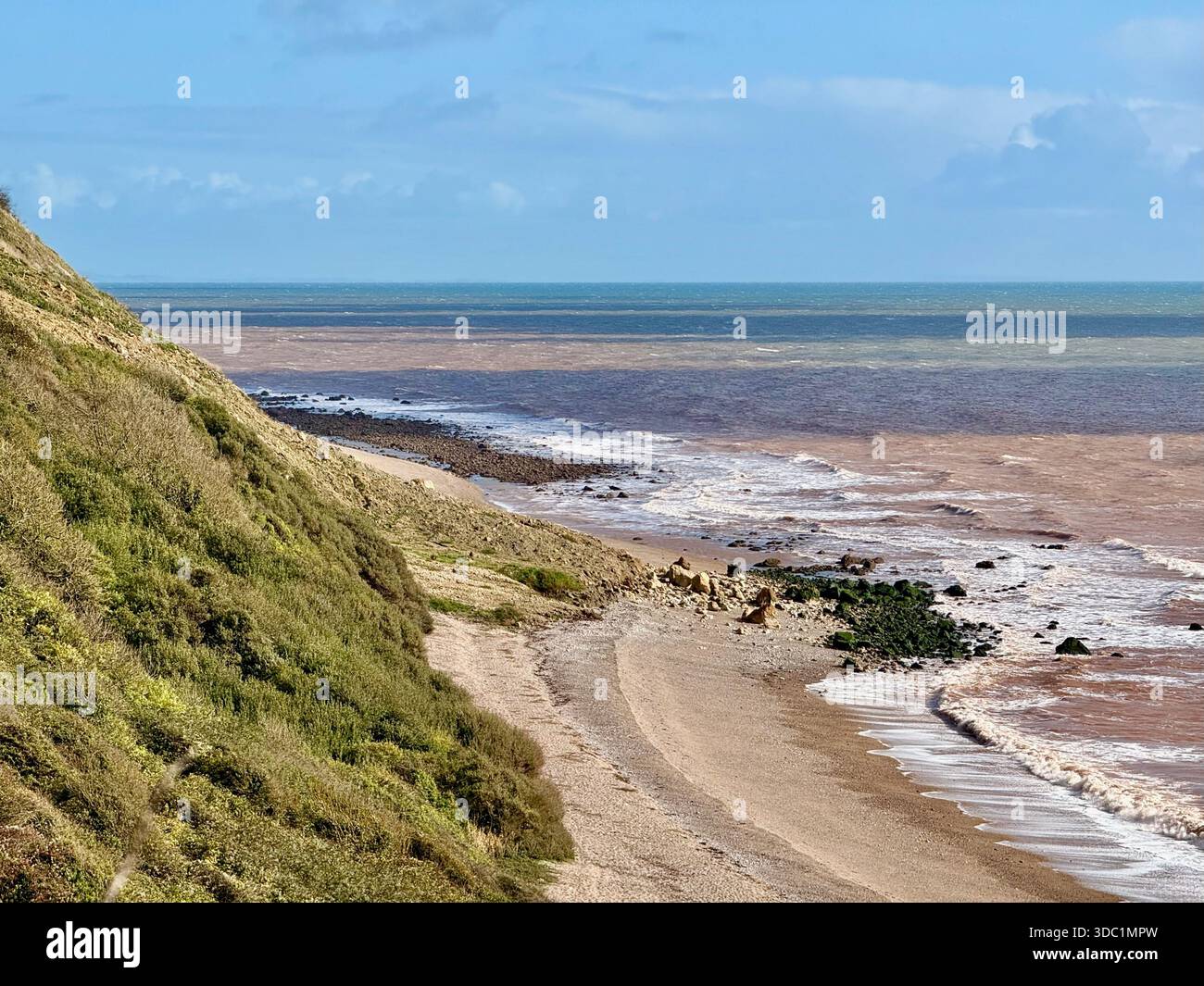 Klippen und Küste in Weston Mouth, East Devon - Smartphone-aufgenommenes Stockfoto