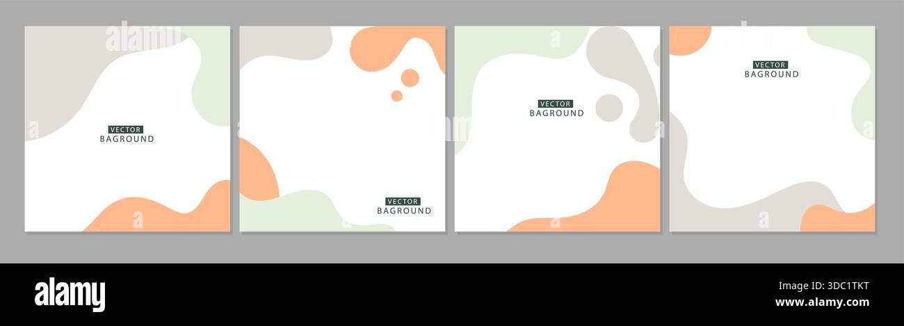 Vektor Minimal Set Hintergründe mit abstrakten Formen. Formen Sie einen organischen flüssigen Hintergrund in Pastellfarben. Broschüre mit Rundmuster in einfacher Form. Stock Vektor