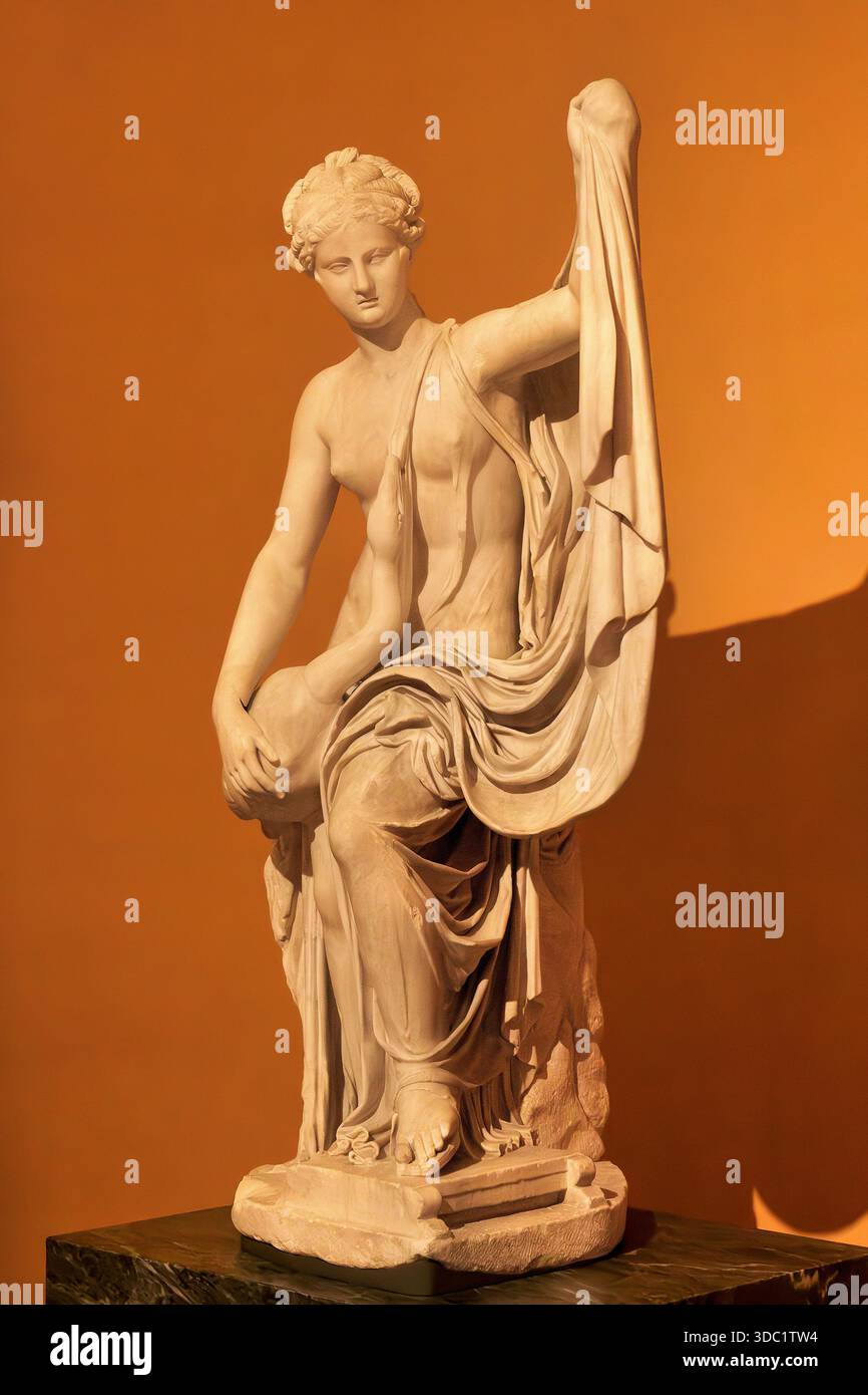 Leda und die Skulptur des Schwans im Museum von Getty Villa in Malibu, Kalifornien Stockfoto
