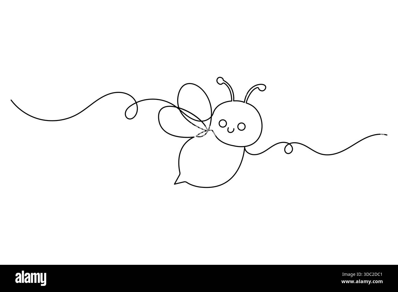 Niedliche Biene durchgehende eine Linie Zeichnung minimalistische fliegende Insektenillustration Stock Vektor