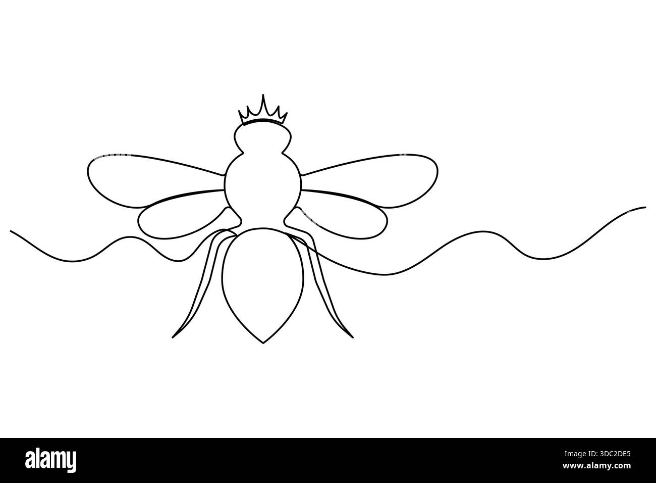 Minimalistische durchgehende einzeilige Zeichnung eines fliegenden Bieneninsekts Stock Vektor