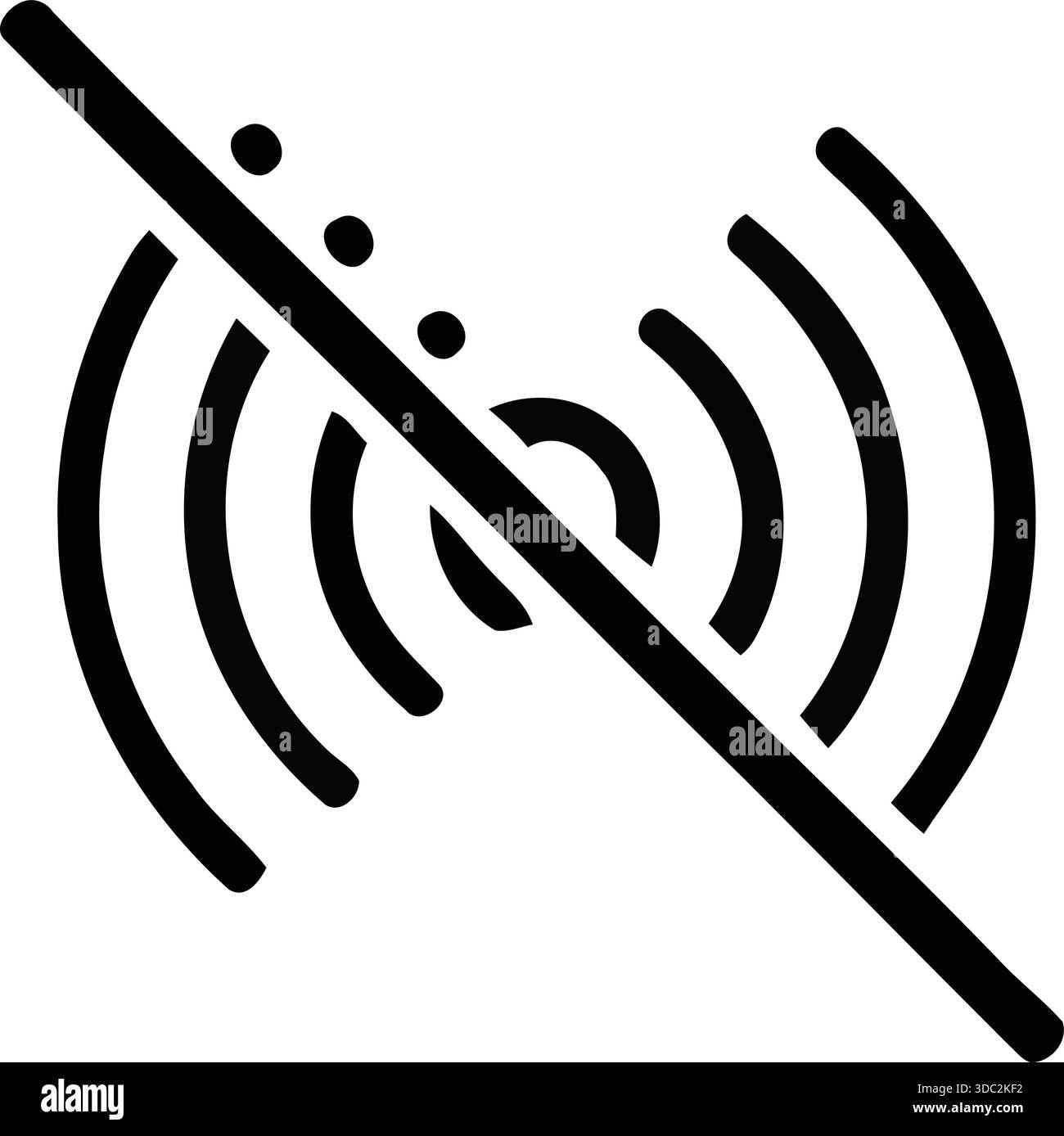 Eine schwarz-weiße Abbildung eines stummgeschalteten Lautsprechers mit einem Abbruchsymbol Stock Vektor