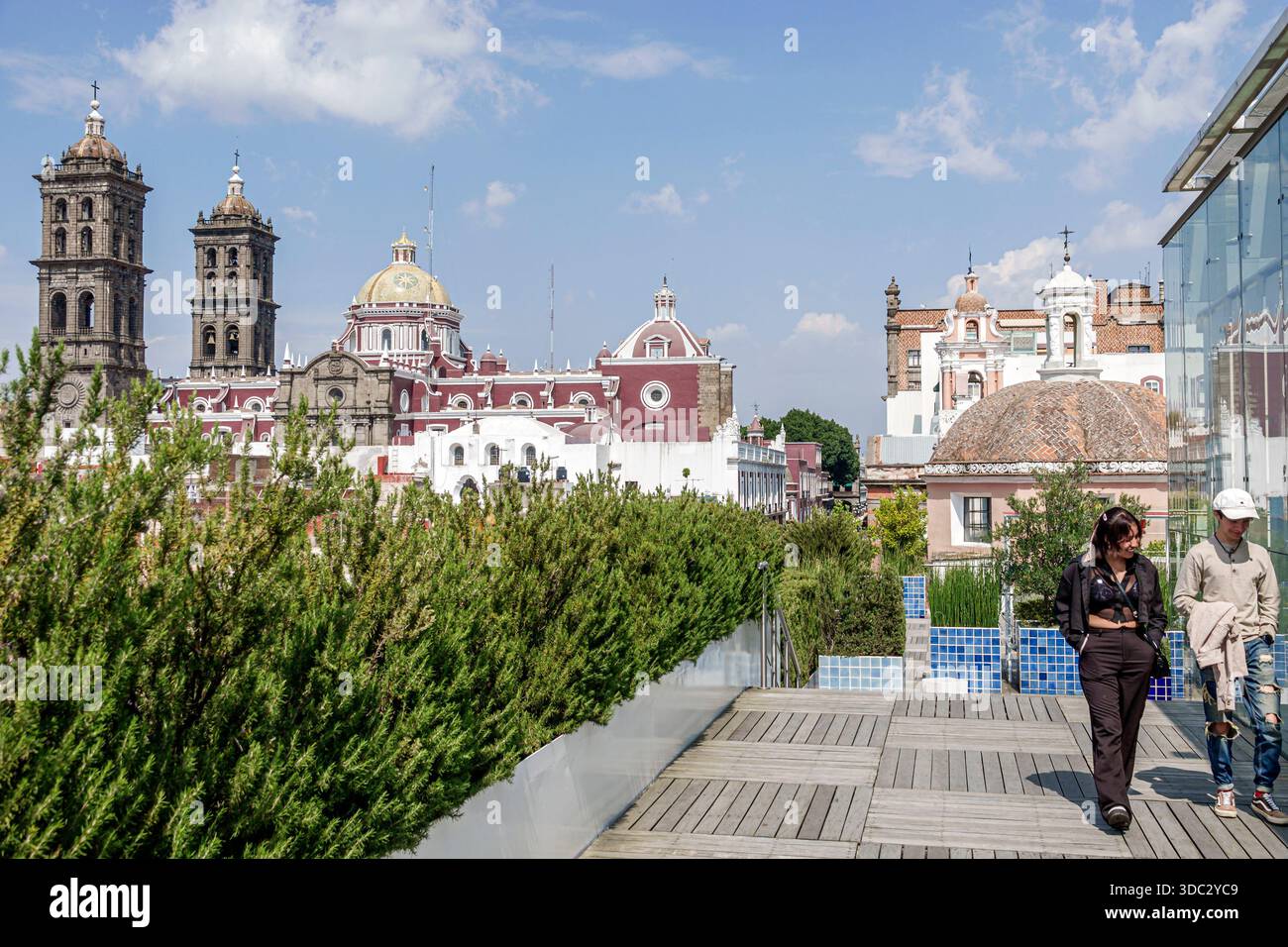 Puebla Mexico, historisches Historico Centro Centre Centre, Museo Amparo Geschichtskunstmuseum, Blick auf die Dachterrasse, Stadtbild der Stadt, Basilikum Catedral Stockfoto