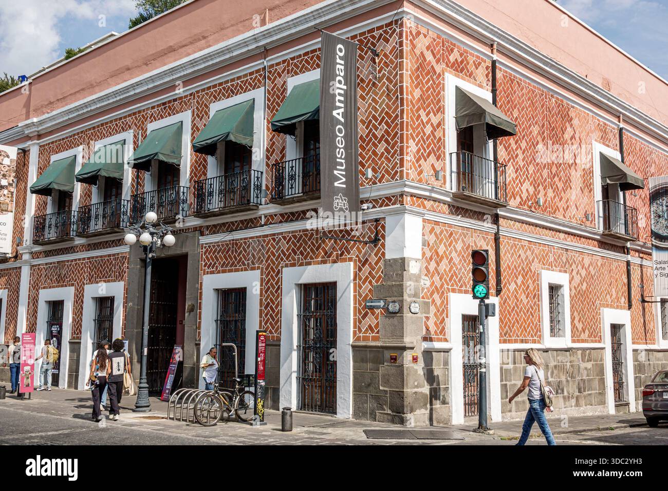Puebla Mexico, historisches Centro Historico Center, Museo Amparo Geschichtskunstmuseum, Außenfassade des Gebäudes, Kolonialarchitektur im bri-Stil Stockfoto