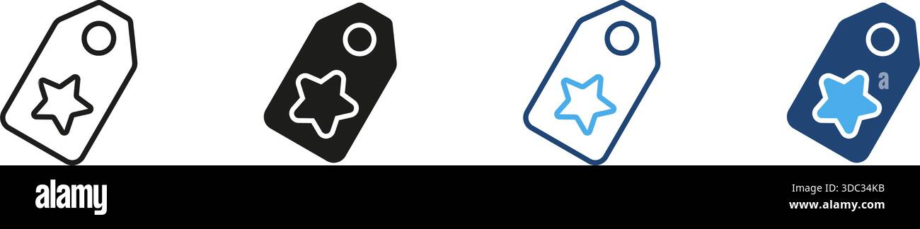 Sternförmige Preismarkierungslinie Und Durchsichtiges Symbolset. Outline Und Silhouette Symbol Collection Für Einzelhandelsaktionen, Rabatte Und Sonderangebote. Shopping Und Stock Vektor
