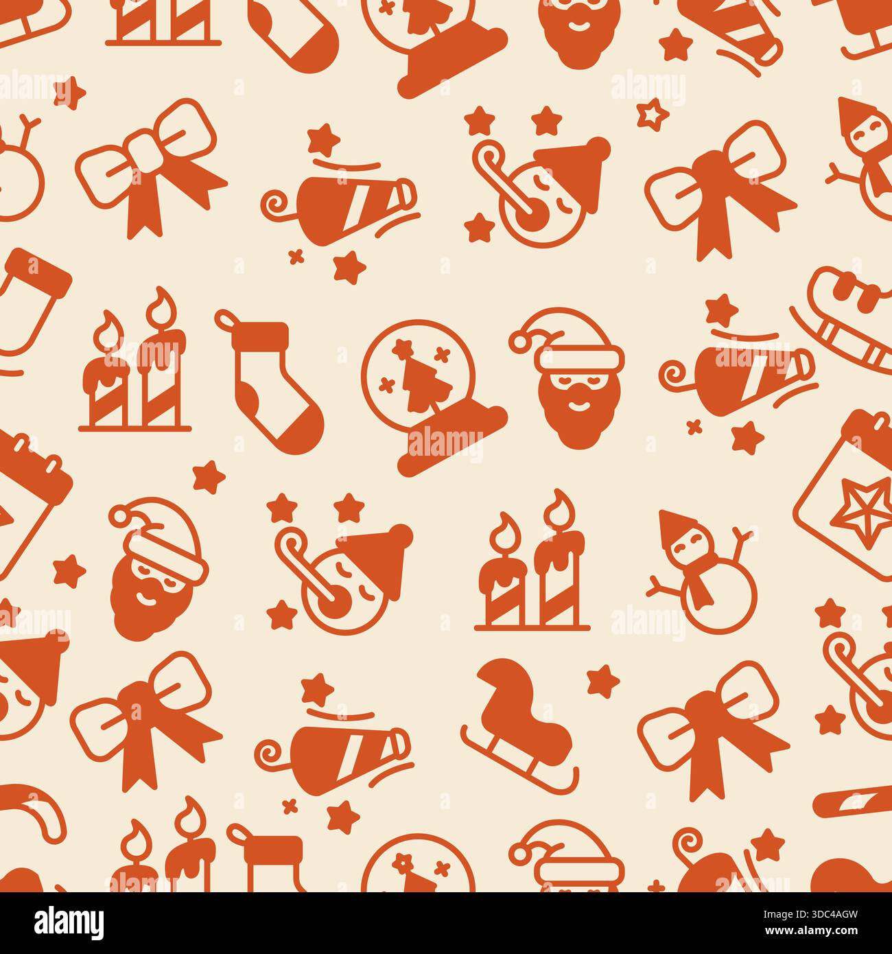 Weihnachtskontur Symbol Nahtloses Muster Weißer Hintergrund. Vektorabbildung Stock Vektor