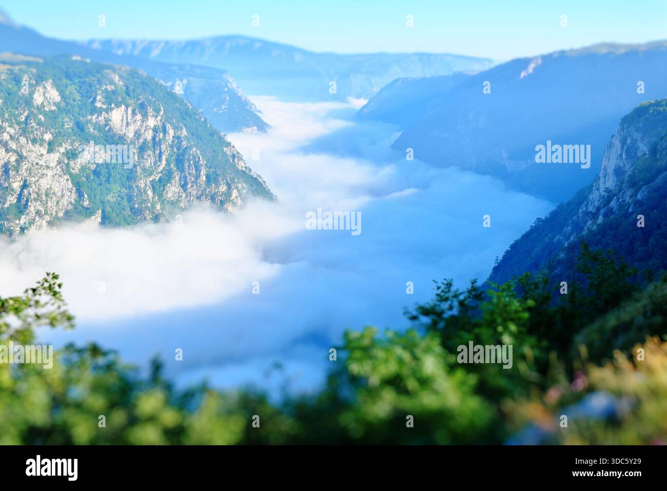 Traumhafte Landschaft des Canyons Piva Lake, Pluzine, Montenegro Stockfoto