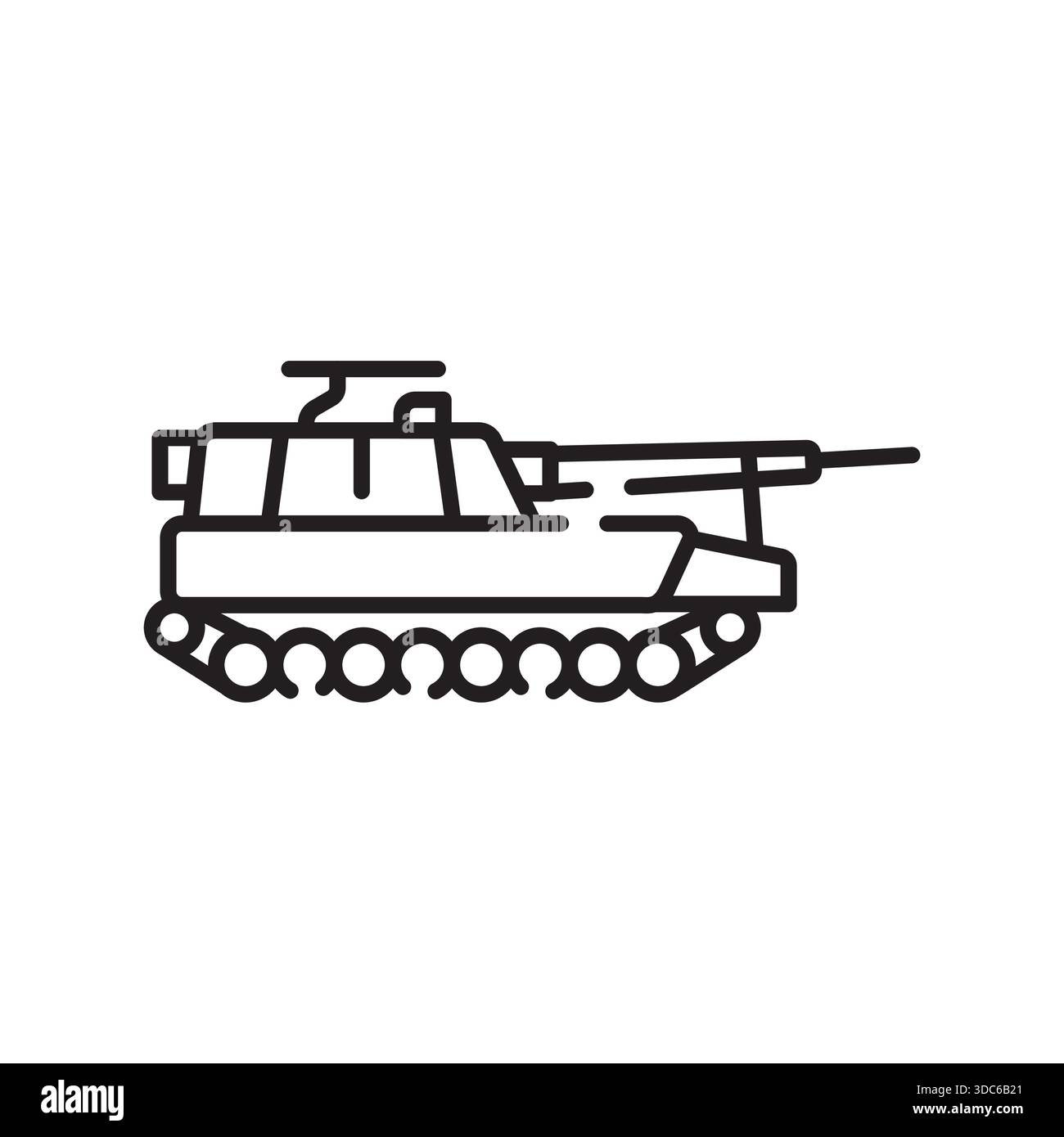 Selbstfahrende Artillerie mit schwarzer Linie. Vektor isoliertes Element.editierbare Kontur Stock Vektor