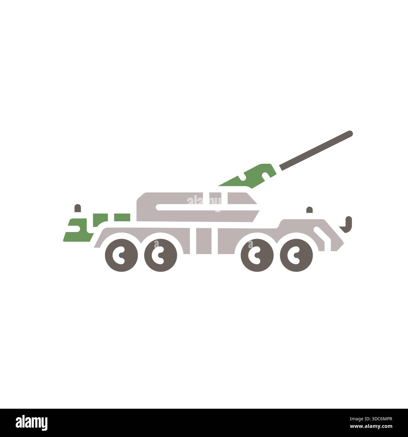 Selbstfahrende Artillerie-Farbe flaches Symbol. Vektor isoliertes Element.editierbare Kontur Stock Vektor