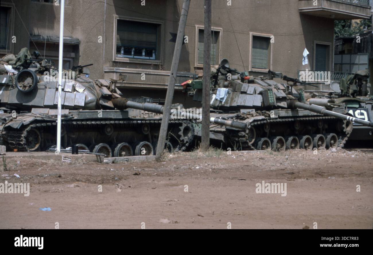 Libanon war 1982 IDF-Panzer Magach 6 israelische Streitkräfte in Beirut Stockfoto