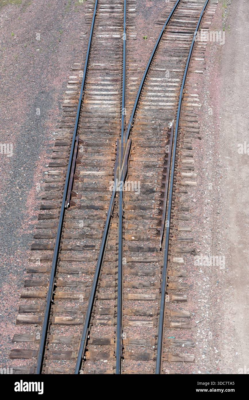 Burlington Northern - Santa Fe Railroad Tracks, Essex, Montana, USA. Stockfoto