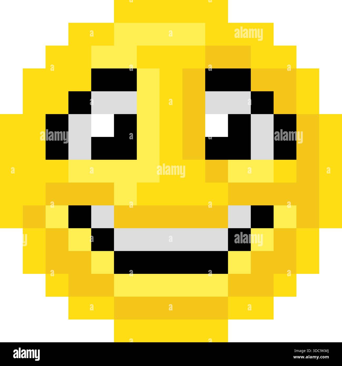 Pixel Art Emoji Emoticon Grinsendes Gesicht Stock Vektor